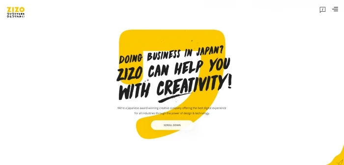 7.【コーポレートサイト】ZIZO - デジタル＆クリエイティブカンパニー（英語版）